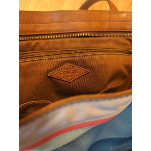 Fossil Emma Tote Shoulder Bag Multicolor Patchwork Leather Large - Picture 8 of 14